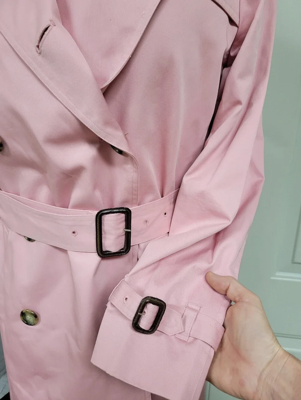 Jones New York Pink Double-Breasted Trench Coat